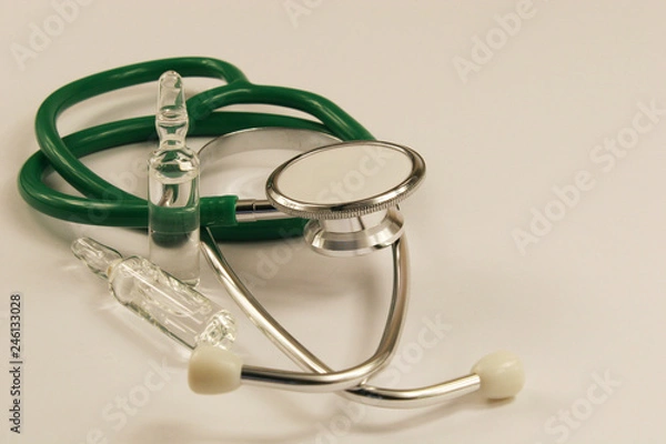 Fototapeta Stethoscope on white background