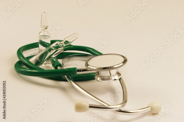 Fototapeta Stethoscope on white background