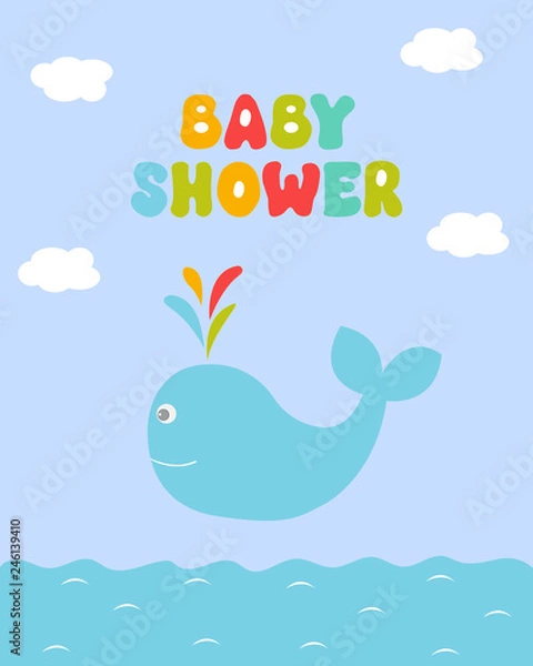 Fototapeta Vector greeting card on the theme of the baby shower.