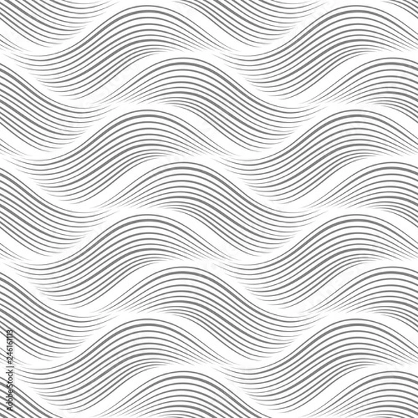 Obraz Abstract wavy background. Geometric seamless pattern. Black and white texture. Vector illustration.