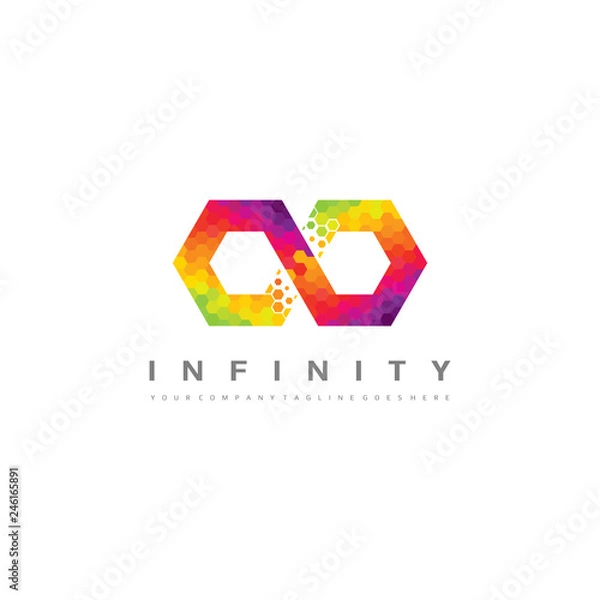 Obraz Colorful infinity logo - infinite hexagon pixel vector