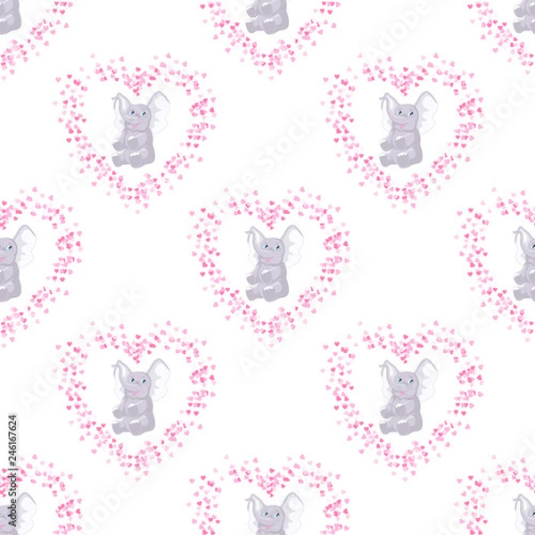 Obraz Elephant and little hearts pattern