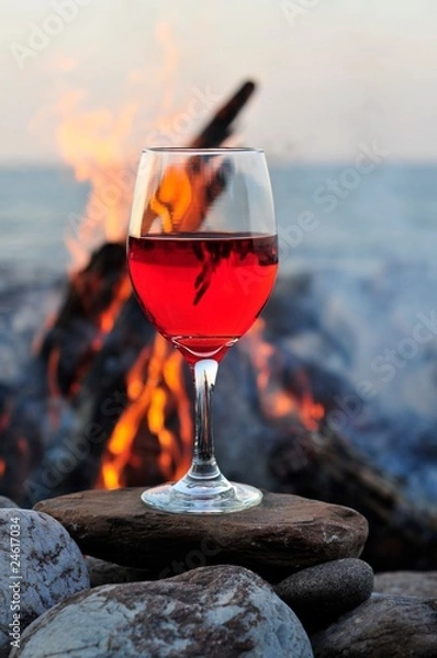 Obraz Red Wine Fireside