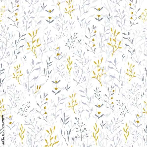 Obraz Hand drawn floral seamless pattern and backdrop.