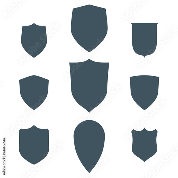Fototapeta Vintage shields set isolated. Vector design elements