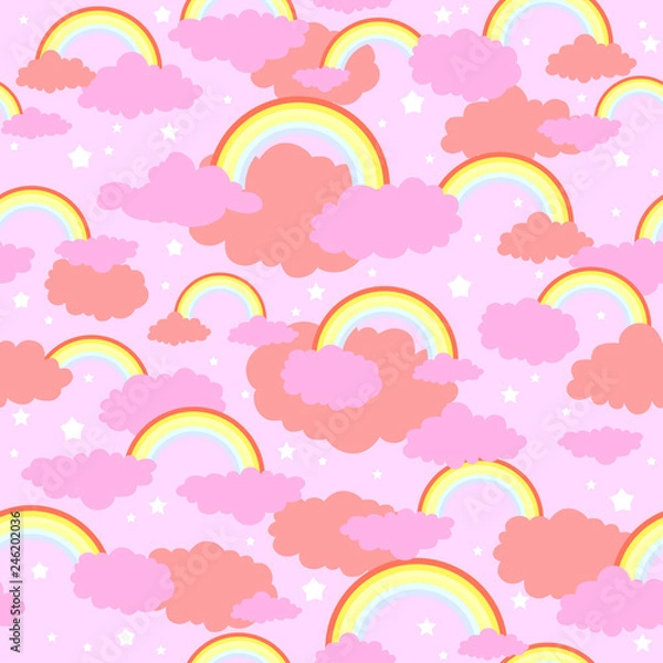 Fototapeta Rainbow cute pink pattern