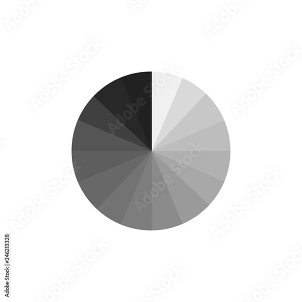 Obraz Grayscale color swatch, wheel. Black to white tints. Isolated object on white background