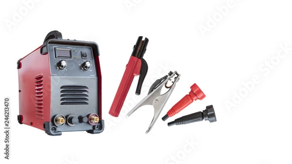 Fototapeta Welding machine isolated on white background, electric welding machines.