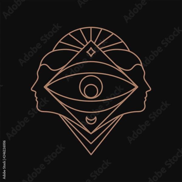 Obraz Human eye geometric symbol. Line art