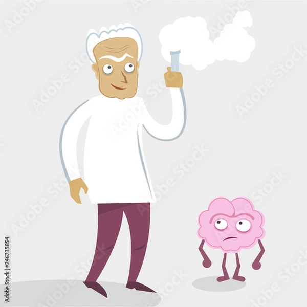 Obraz Scientist and human brain character.