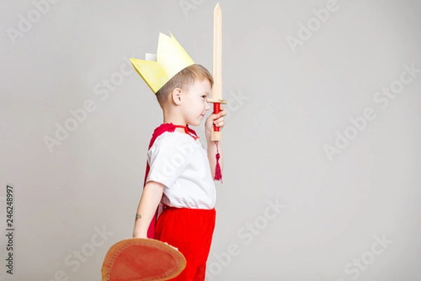 Obraz child in knight costume with crown