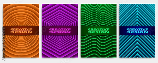Fototapeta Covers modern abstract design templates set. Geometric compositions for flyer, banner, brochure and poster.