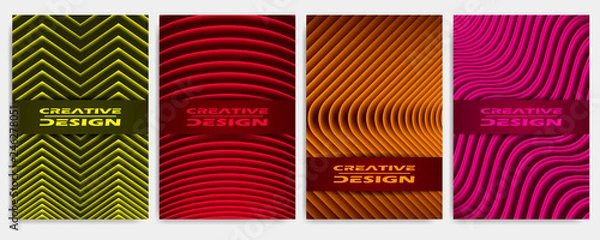 Fototapeta Covers modern abstract design templates set. Geometric compositions for flyer, banner, brochure and poster.