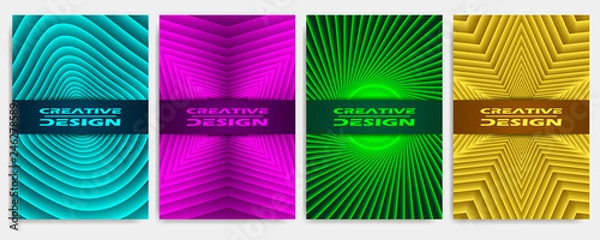 Fototapeta Covers modern abstract design templates set. Geometric compositions for flyer, banner, brochure and poster.