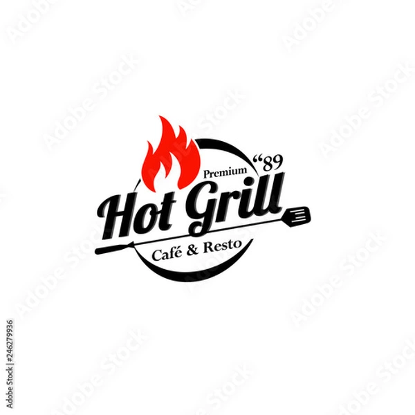 Obraz Hot Grill logo vintage 