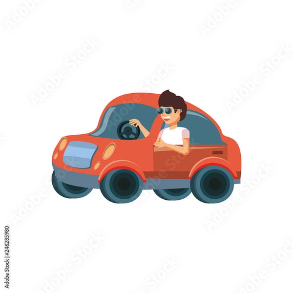 Obraz young man driving car