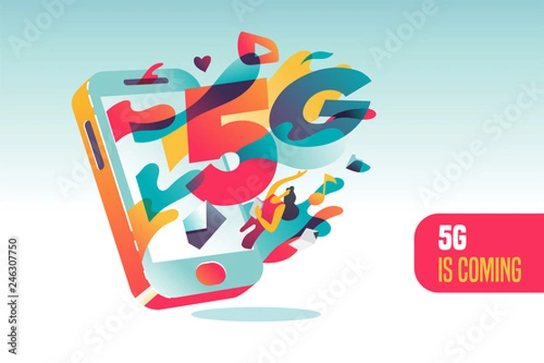 Obraz 5G fast connection is coming. vector illustration