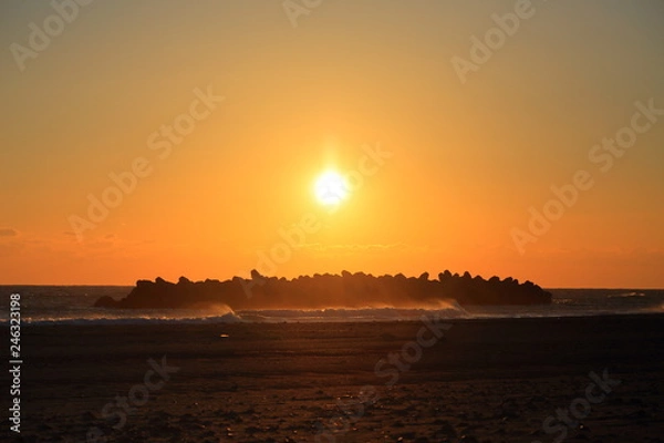 Obraz テトラポットと夕日