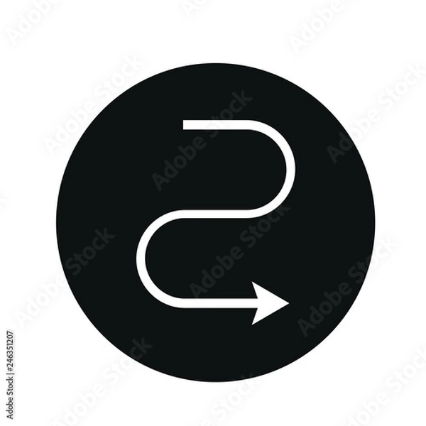 Obraz Simple black icon on white background. Repeat icon. Vector illustration web design element. curve arrow