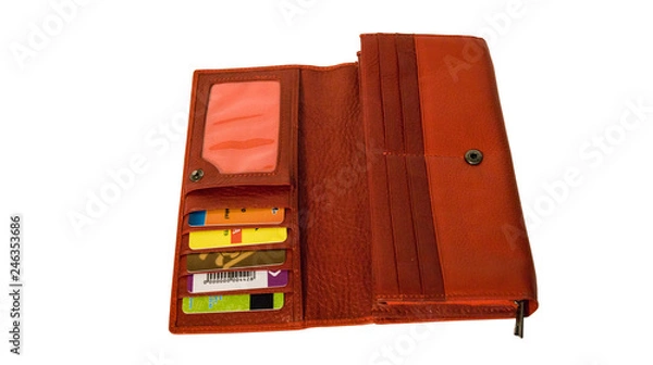Fototapeta women's leather wallet open