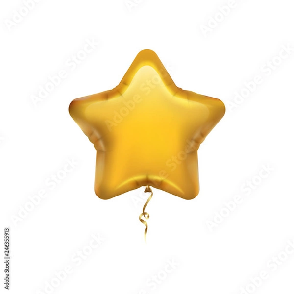 Obraz Gold star balloon isolated on white background. Vector object.