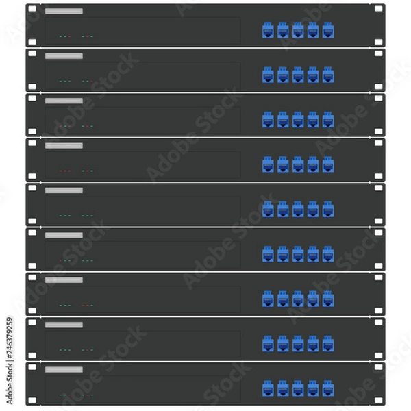 Fototapeta Network workstation server room concept. Server racks
