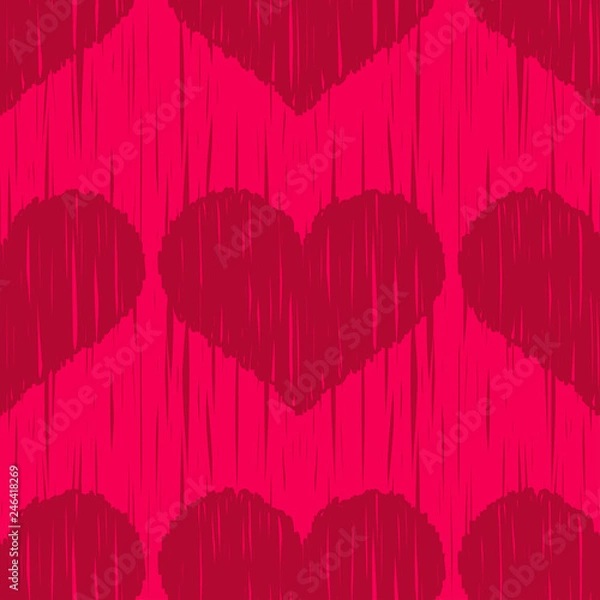 Fototapeta Mosaic of hearts with hatching texture. Valentine's day. Vector illustration. Can be used for wallpaper, textile, invitation card, web page background.