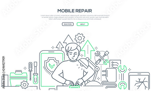 Obraz Mobile repair service - modern line design style banner