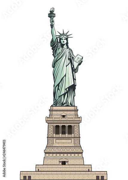 Fototapeta Statue of Liberty on its base pedestal. Vector illustration