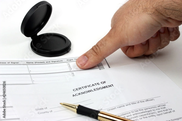 Obraz Getting thumb print for official record