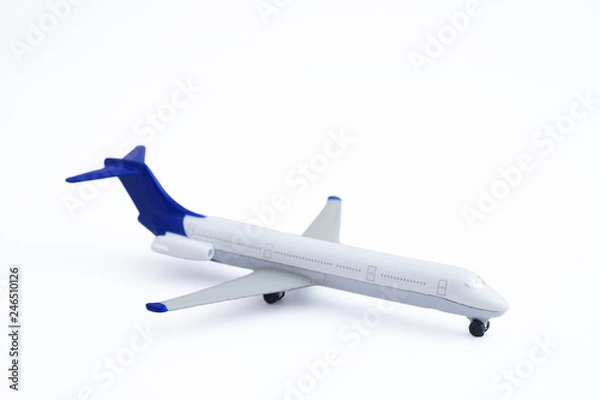Fototapeta metal white plane toy isolated on white background