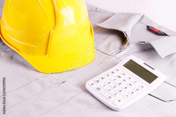 Obraz 工事費用 ヘルメット 作業着 電卓 