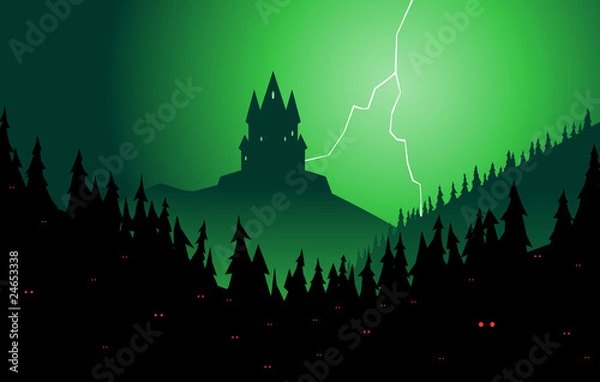 Obraz Spooky forest and castle