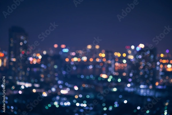 Fototapeta streszczenie nocne światło miejskiego bokeh