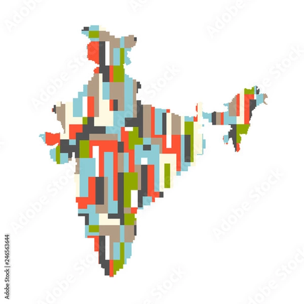 Fototapeta India Country Abstract Map. Vector Graphic Design