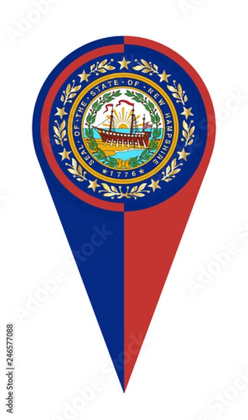 Obraz New Hampshire Map Pointer Location Flag