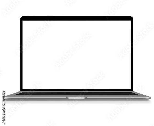 Fototapeta Laptop with blank screen isolated on white background, Vector