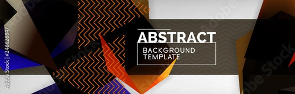 Fototapeta Dark 3d triangular low poly shapes abstract background