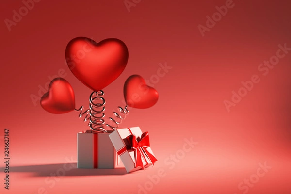 Fototapeta Prezent walentynkowy czerwony