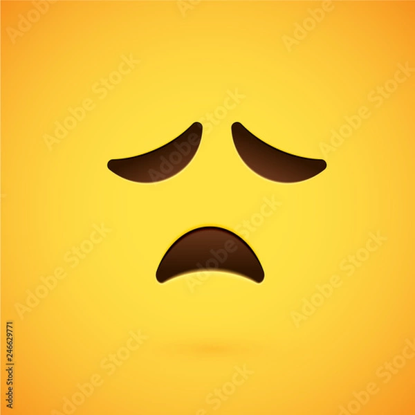 Fototapeta Realistic yellow emoticon in front of a yellow background, vector illustration