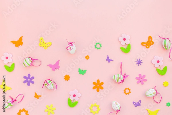 Fototapeta Creative Easter flat lay composition