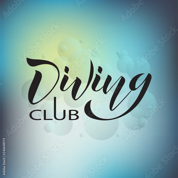 Obraz Text Free diving on the colored background