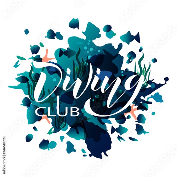 Obraz white diving on the colored background