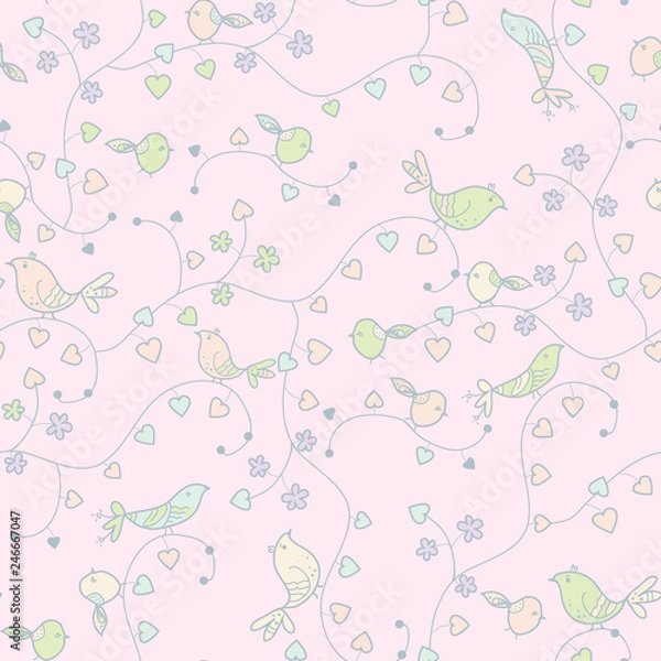 Fototapeta romantic doodle pattern