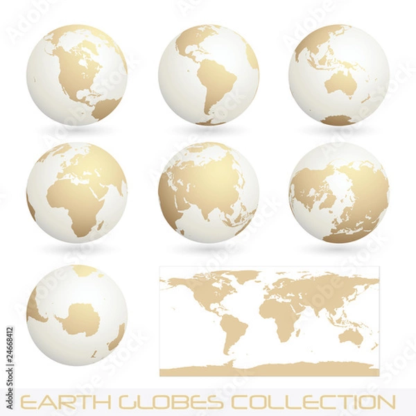 Obraz earth globes colection, white - cream