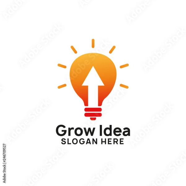 Obraz grow idea logo design template. bulb icon symbol design