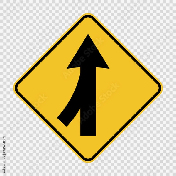 Fototapeta symbol  Lanes merging left sign on transparent background