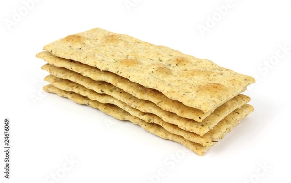 Obraz Small stack of seasoned flatbread crackers