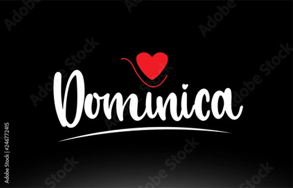 Fototapeta Dominica country text typography logo icon design on black background