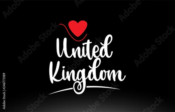 Fototapeta United Kingdom UK country text typography logo icon design on black background